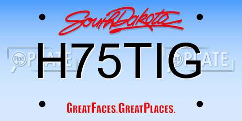 H75TIG South Dakota License Plate