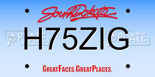 H75ZIG South Dakota License Plate