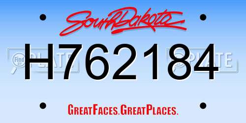 H762184 South Dakota License Plate