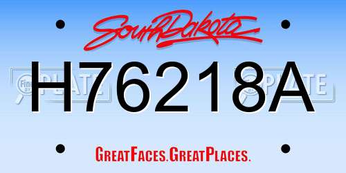 H76218A South Dakota License Plate