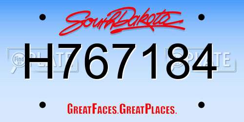 H767184 South Dakota License Plate