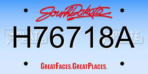 H76718A South Dakota License Plate