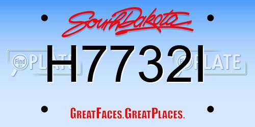 H7732I South Dakota License Plate