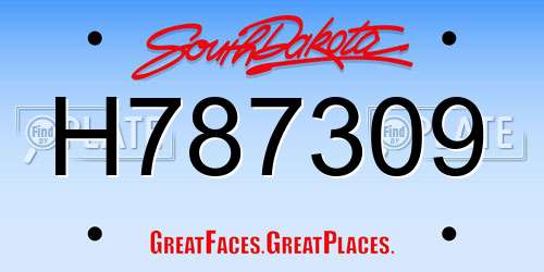 H787309 South Dakota License Plate