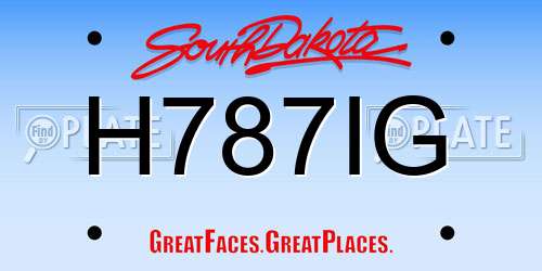 H787IG South Dakota License Plate
