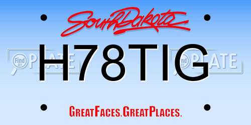 H78TIG South Dakota License Plate