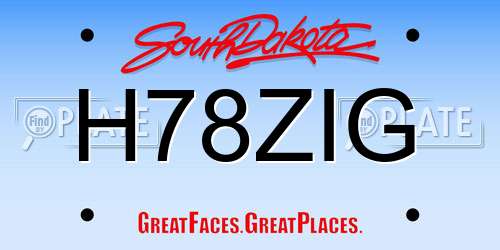 H78ZIG South Dakota License Plate