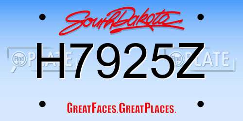 H7925Z South Dakota License Plate