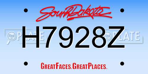 H7928Z South Dakota License Plate