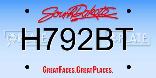 H792BT South Dakota License Plate