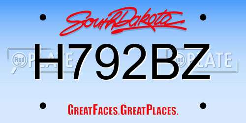 H792BZ South Dakota License Plate