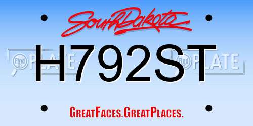 H792ST South Dakota License Plate