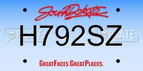 H792SZ South Dakota License Plate