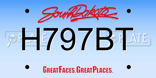 H797BT South Dakota License Plate
