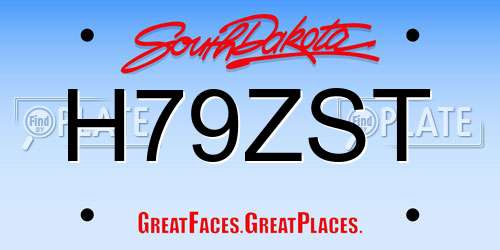 H79ZST South Dakota License Plate