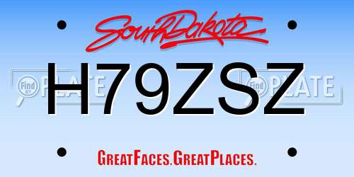 H79ZSZ South Dakota License Plate