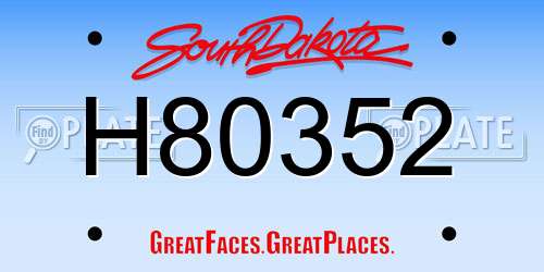 H80352 South Dakota License Plate