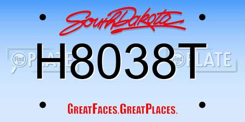 H8038T South Dakota License Plate