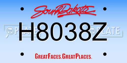 H8038Z South Dakota License Plate