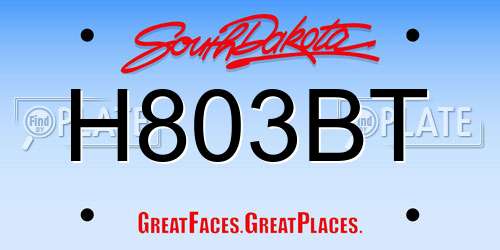 H803BT South Dakota License Plate