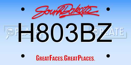 H803BZ South Dakota License Plate