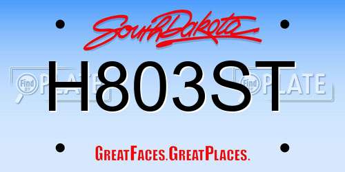 H803ST South Dakota License Plate