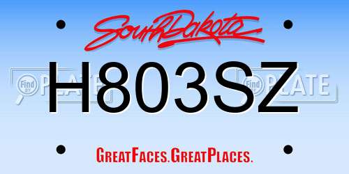 H803SZ South Dakota License Plate