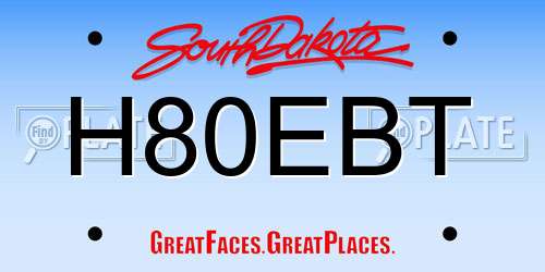H80EBT South Dakota License Plate