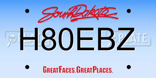 H80EBZ South Dakota License Plate