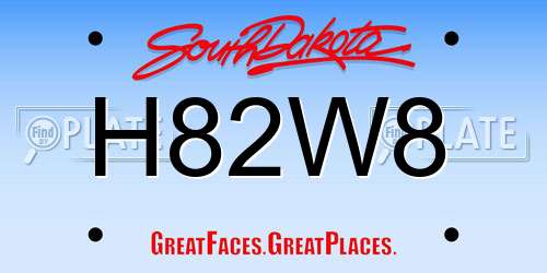 H82W8 South Dakota License Plate