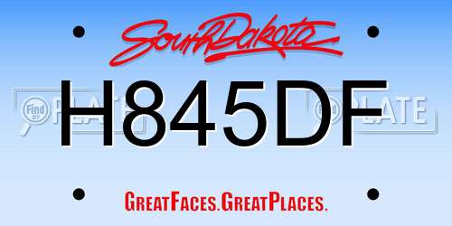 H845DF South Dakota License Plate