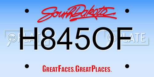 H845OF South Dakota License Plate