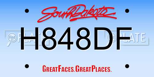 H848DF South Dakota License Plate