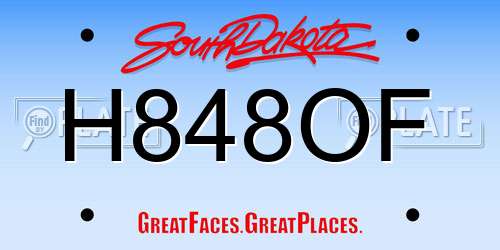 H848OF South Dakota License Plate
