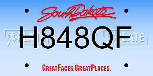 H848QF South Dakota License Plate