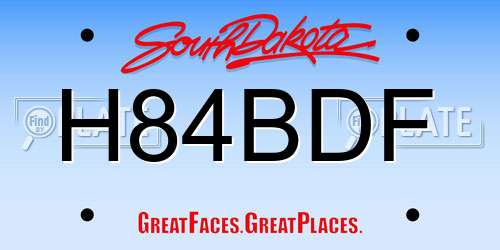 H84BDF South Dakota License Plate