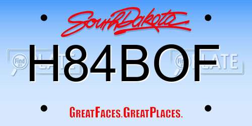 H84BOF South Dakota License Plate