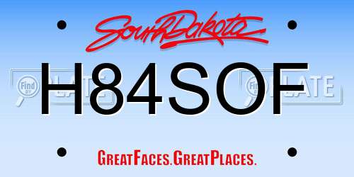 H84SOF South Dakota License Plate