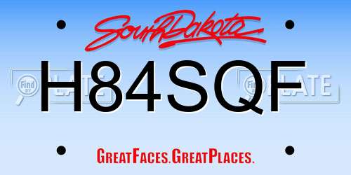 H84SQF South Dakota License Plate