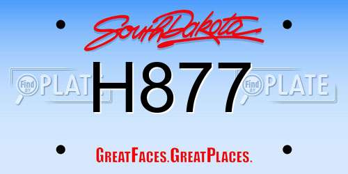 H877 South Dakota License Plate
