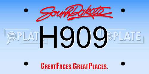 H909 South Dakota License Plate