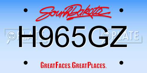 H965GZ South Dakota License Plate