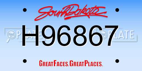 H96867 South Dakota License Plate