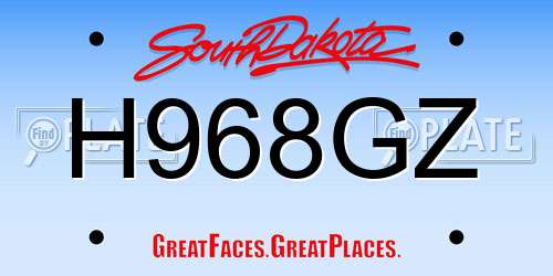 H968GZ South Dakota License Plate