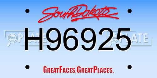H96925 South Dakota License Plate