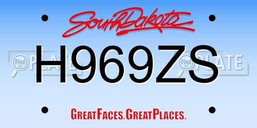 H969ZS South Dakota License Plate