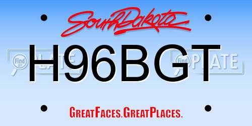 H96BGT South Dakota License Plate