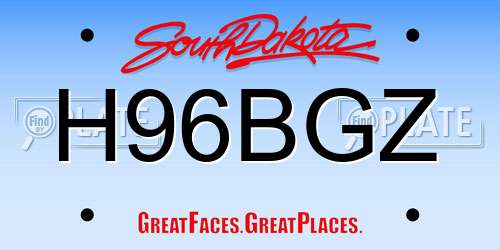 H96BGZ South Dakota License Plate