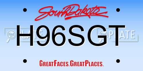 H96SGT South Dakota License Plate