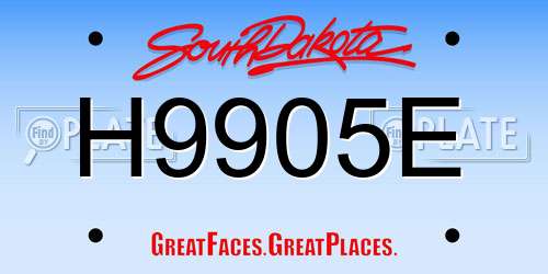 H9905E South Dakota License Plate